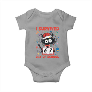 I Survived 67 Days Of School Cat Meme Baby Onesie Funny Christmas Six Seven Meme TS14 Sport Gray Print Your Wear