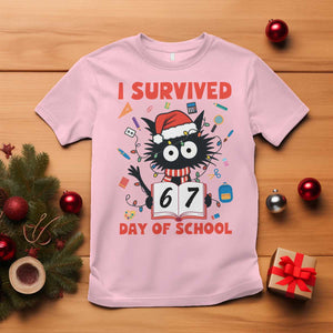 I Survived 67 Days Of School Cat Meme T Shirt Funny Christmas Six Seven Meme TS14 Light Pink Print Your Wear