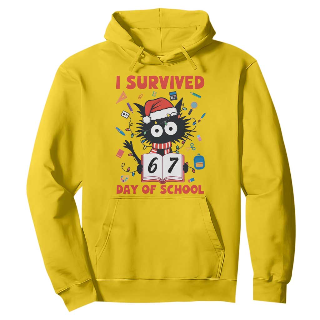 I Survived 67 Days Of School Cat Meme Hoodie Funny Christmas Six Seven Meme TS14 Daisy Print Your Wear