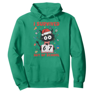 I Survived 67 Days Of School Cat Meme Hoodie Funny Christmas Six Seven Meme TS14 Irish Green Print Your Wear