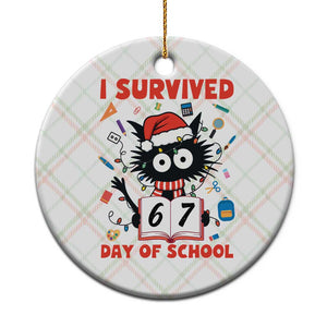 I Survived 67 Days Of School Cat Meme Ceramic Ornament Funny Christmas Six Seven Meme TS14 1pc Christmas Plaid Print Your Wear