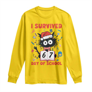 I Survived 67 Days Of School Cat Meme Long Sleeve Shirt Funny Christmas Six Seven Meme TS14 Daisy Print Your Wear