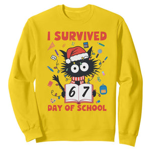 I Survived 67 Days Of School Cat Meme Sweatshirt Funny Christmas Six Seven Meme TS14 Daisy Print Your Wear