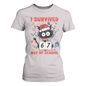 I Survived 67 Days Of School Cat Meme T Shirt For Women Funny Christmas Six Seven Meme TS14 Ice Gray Print Your Wear