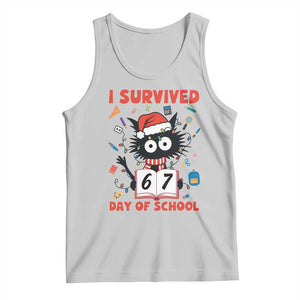 I Survived 67 Days Of School Cat Meme Tank Top Funny Christmas Six Seven Meme TS14 Ash Print Your Wear
