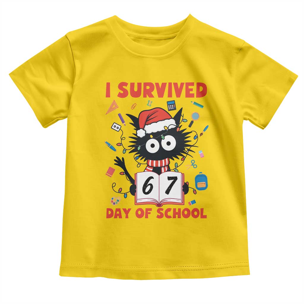 I Survived 67 Days Of School Cat Meme Toddler T Shirt Funny Christmas Six Seven Meme TS14 Daisy Print Your Wear