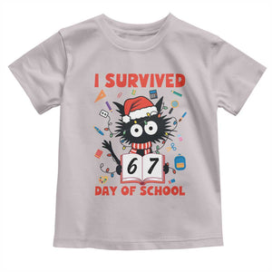 I Survived 67 Days Of School Cat Meme Toddler T Shirt Funny Christmas Six Seven Meme TS14 Ice Gray Print Your Wear