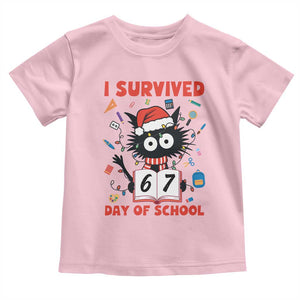 I Survived 67 Days Of School Cat Meme Toddler T Shirt Funny Christmas Six Seven Meme TS14 Light Pink Print Your Wear