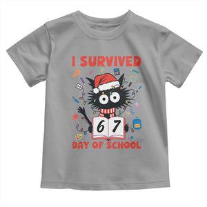 I Survived 67 Days Of School Cat Meme Toddler T Shirt Funny Christmas Six Seven Meme TS14 Sport Gray Print Your Wear