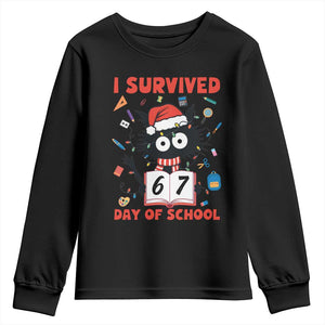 I Survived 67 Days Of School Cat Meme Youth Sweatshirt Funny Christmas Six Seven Meme TS14 Black Print Your Wear