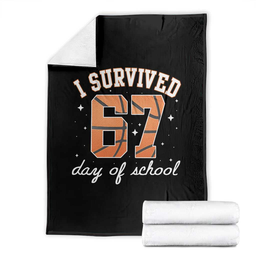 67 Six Seven Meme Throw Blanket I Survived Days Of School TS14 Black Print Your Wear