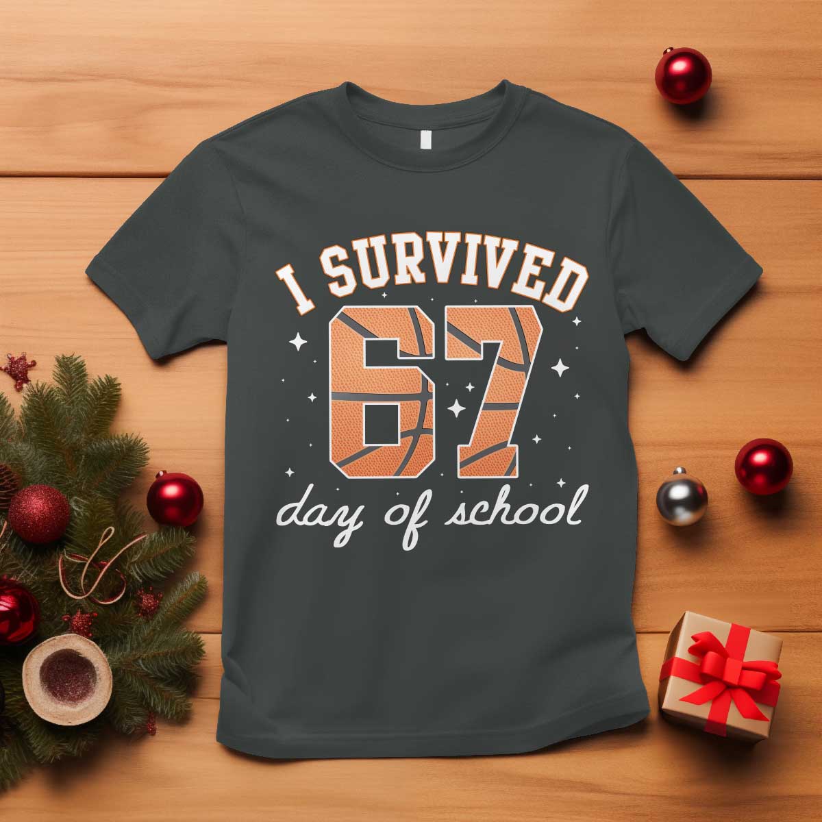 67 Six Seven Meme T Shirt I Survived Days Of School TS14 Dark Heather Print Your Wear