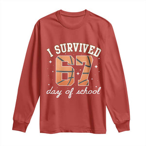 67 Six Seven Meme Long Sleeve Shirt I Survived Days Of School TS14 Red Print Your Wear