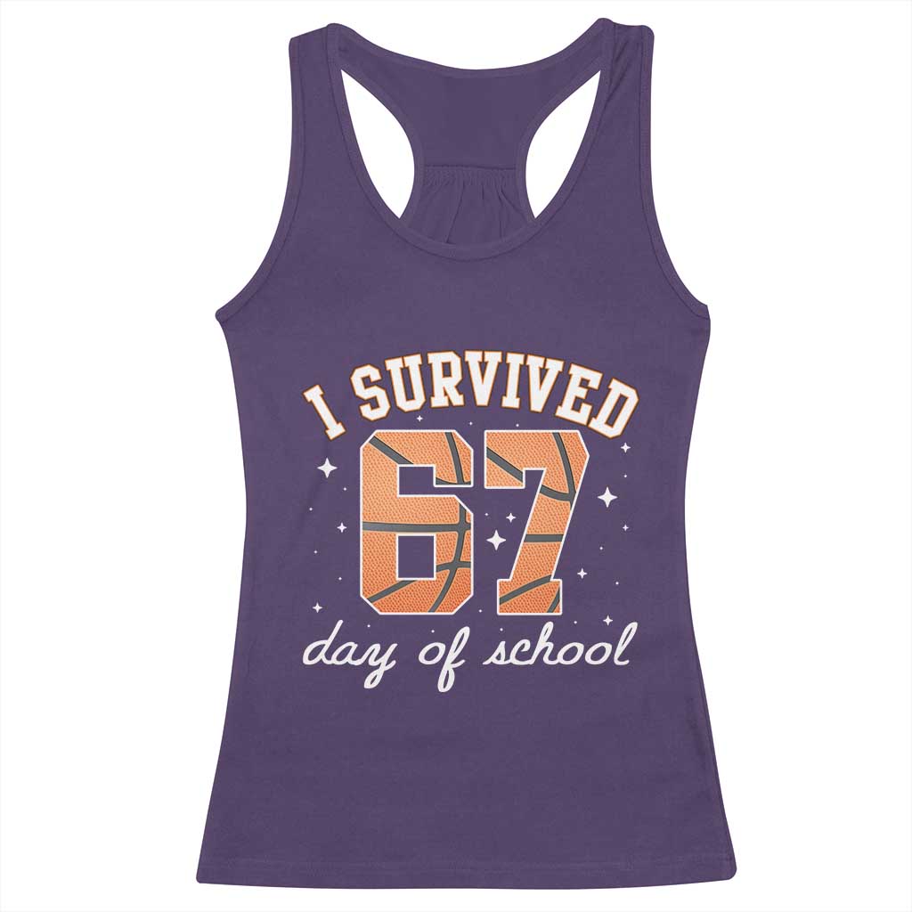 67 Six Seven Meme Racerback Tank Top I Survived Days Of School TS14 Purple Print Your Wear