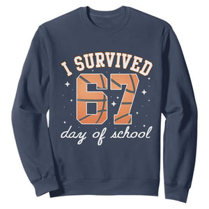 67 Six Seven Meme Sweatshirt I Survived Days Of School TS14 Navy Print Your Wear