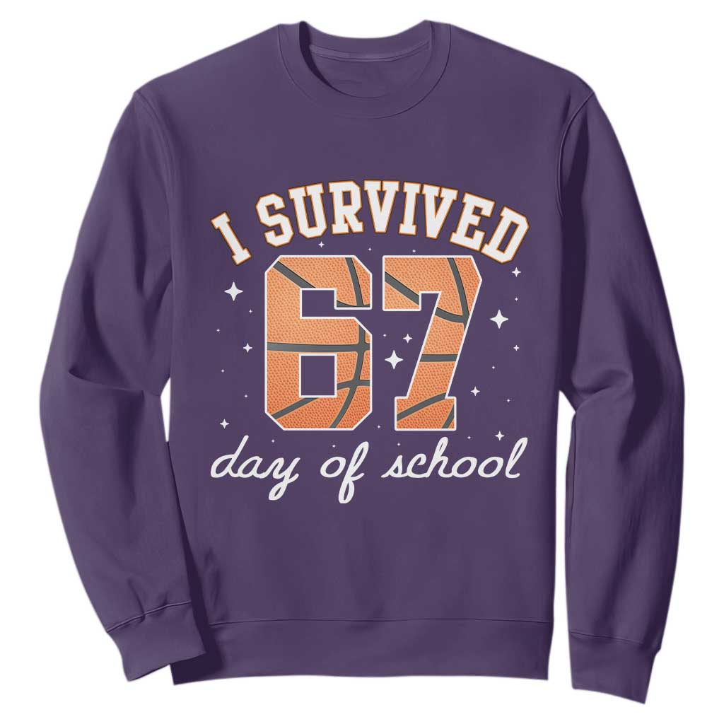 67 Six Seven Meme Sweatshirt I Survived Days Of School TS14 Purple Print Your Wear