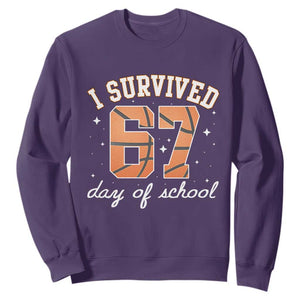 67 Six Seven Meme Sweatshirt I Survived Days Of School TS14 Purple Print Your Wear