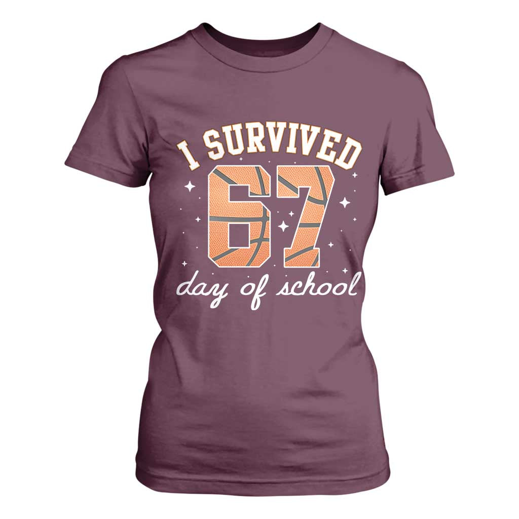 67 Six Seven Meme T Shirt For Women I Survived Days Of School TS14 Maroon Print Your Wear