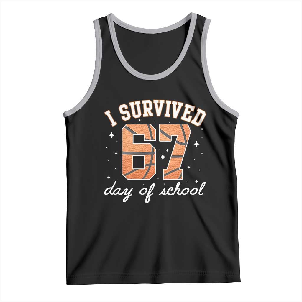 67 Six Seven Meme Tank Top I Survived Days Of School TS14 Black Athletic Heather Print Your Wear