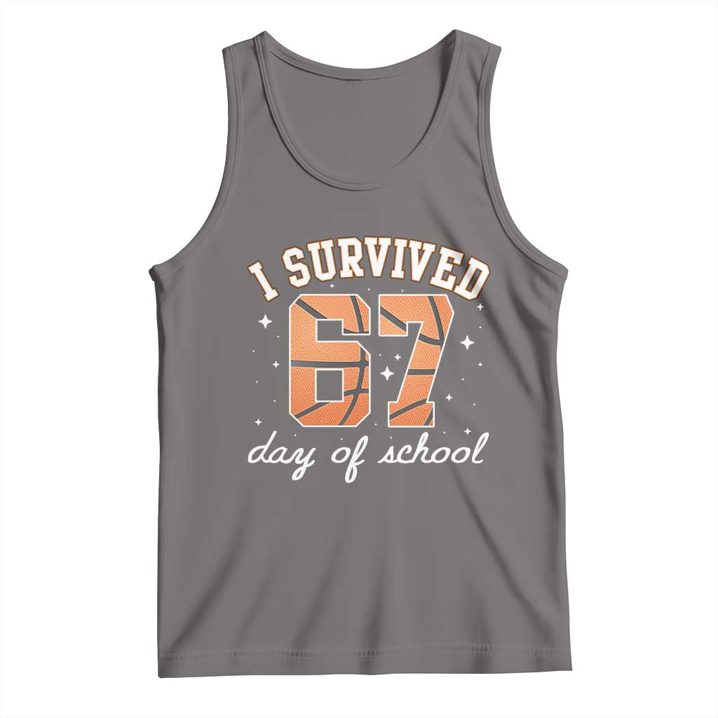 67 Six Seven Meme Tank Top I Survived Days Of School TS14 Deep Heather Print Your Wear