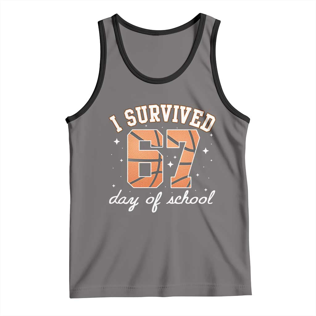 67 Six Seven Meme Tank Top I Survived Days Of School TS14 Deep Heather Black Print Your Wear