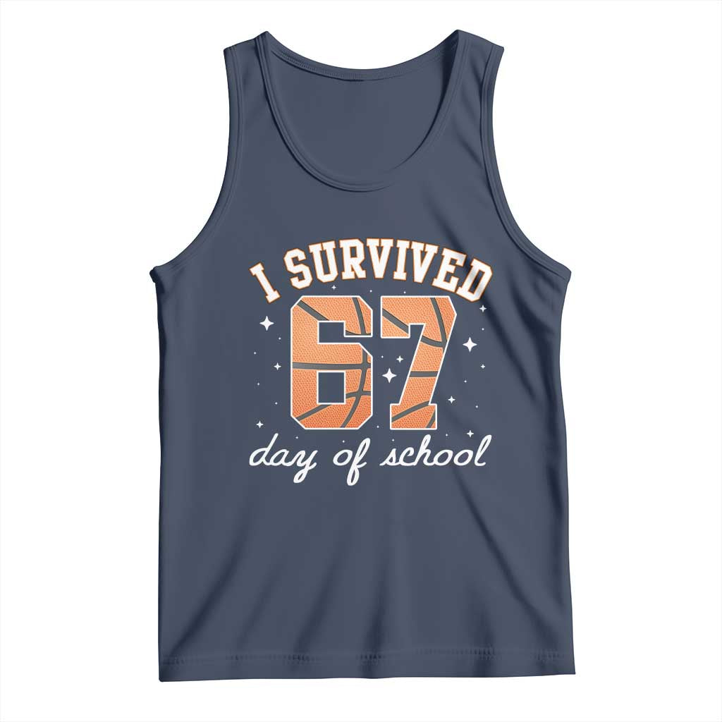 67 Six Seven Meme Tank Top I Survived Days Of School TS14 Navy Print Your Wear