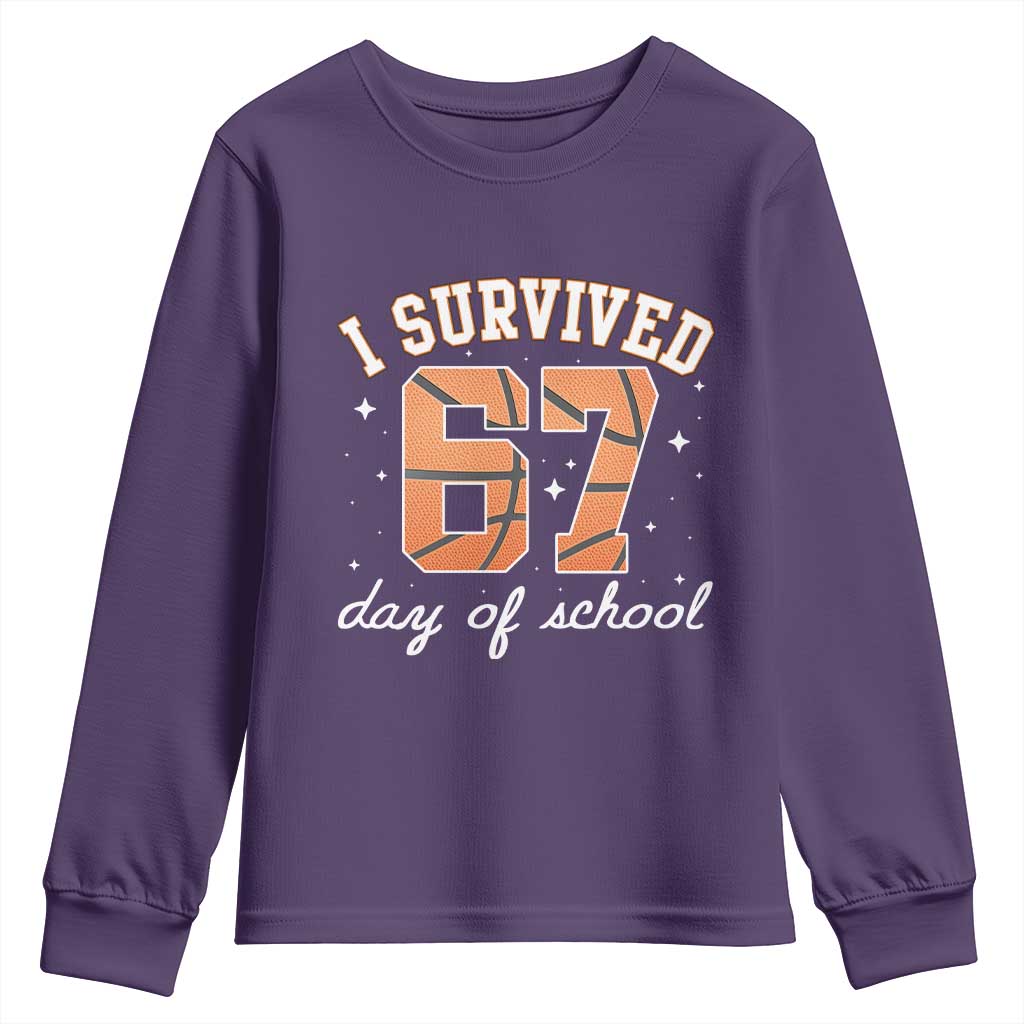 67 Six Seven Meme Youth Sweatshirt I Survived Days Of School TS14 Purple Print Your Wear