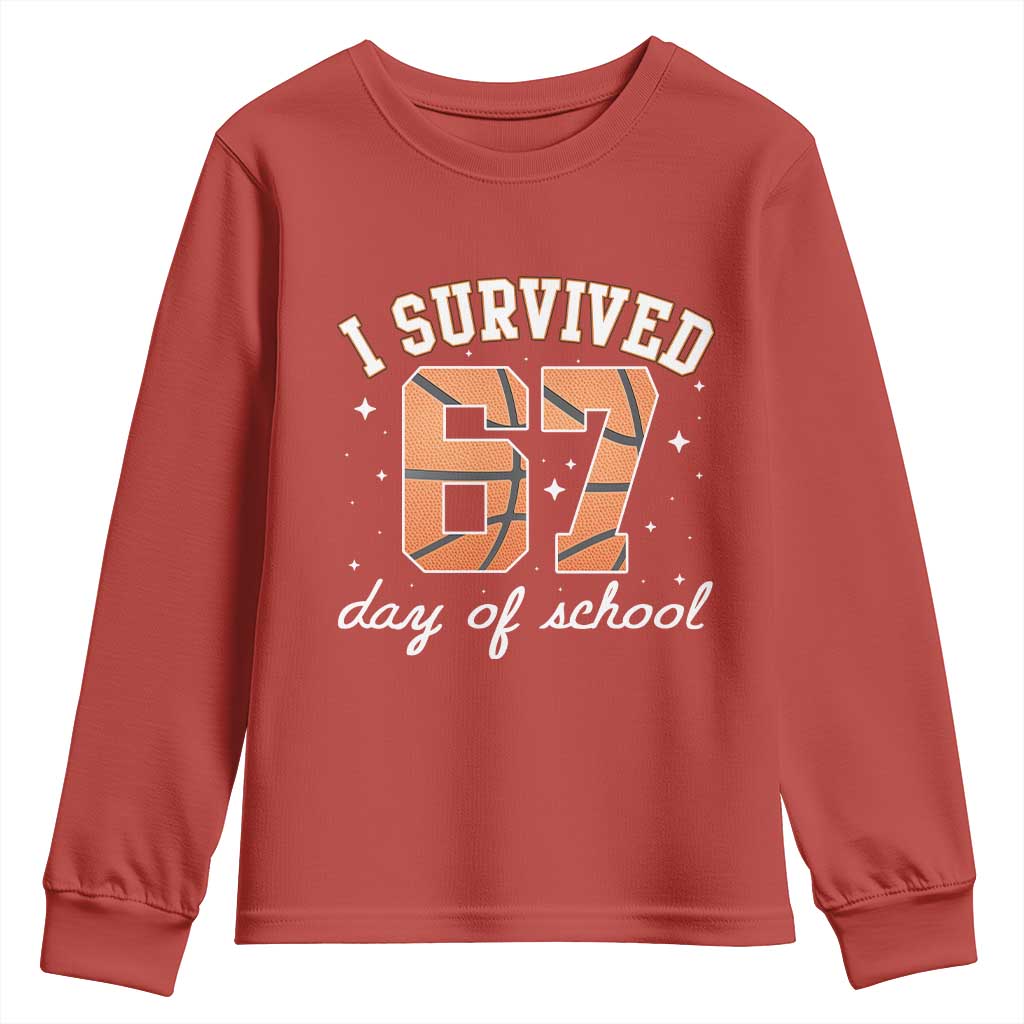 67 Six Seven Meme Youth Sweatshirt I Survived Days Of School TS14 Red Print Your Wear