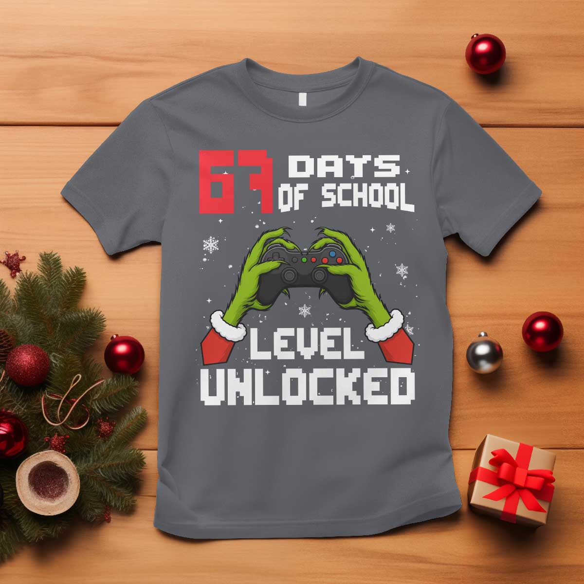 67 Six Seven Christmas Meme T Shirt Funny Elf Hand Video Game Xmas TS14 Charcoal Print Your Wear