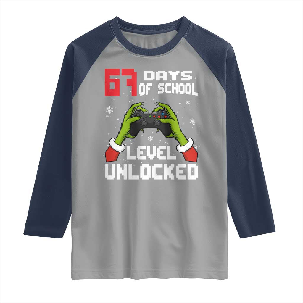 67 Six Seven Christmas Meme Raglan Shirt Funny Elf Hand Video Game Xmas TS14 Sport Gray Navy Print Your Wear