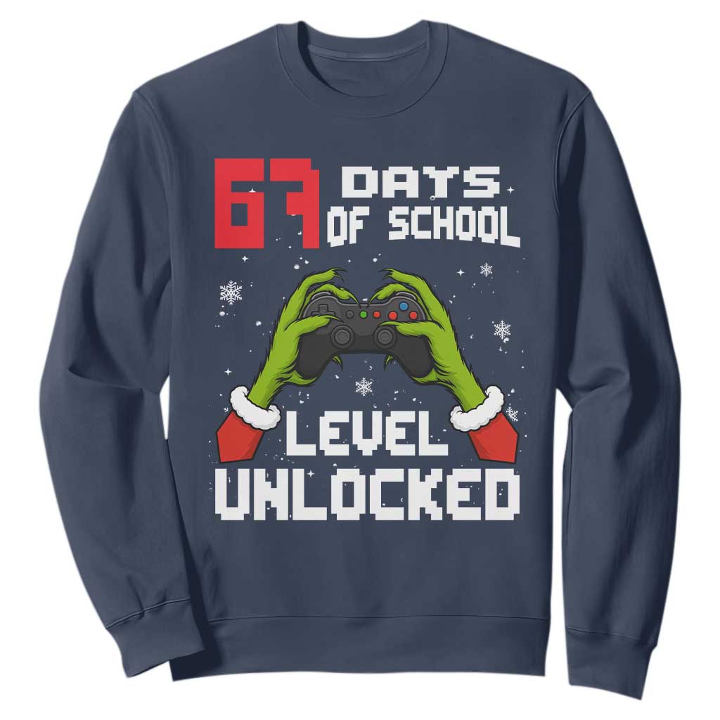 67 Six Seven Christmas Meme Sweatshirt Funny Elf Hand Video Game Xmas TS14 Navy Print Your Wear