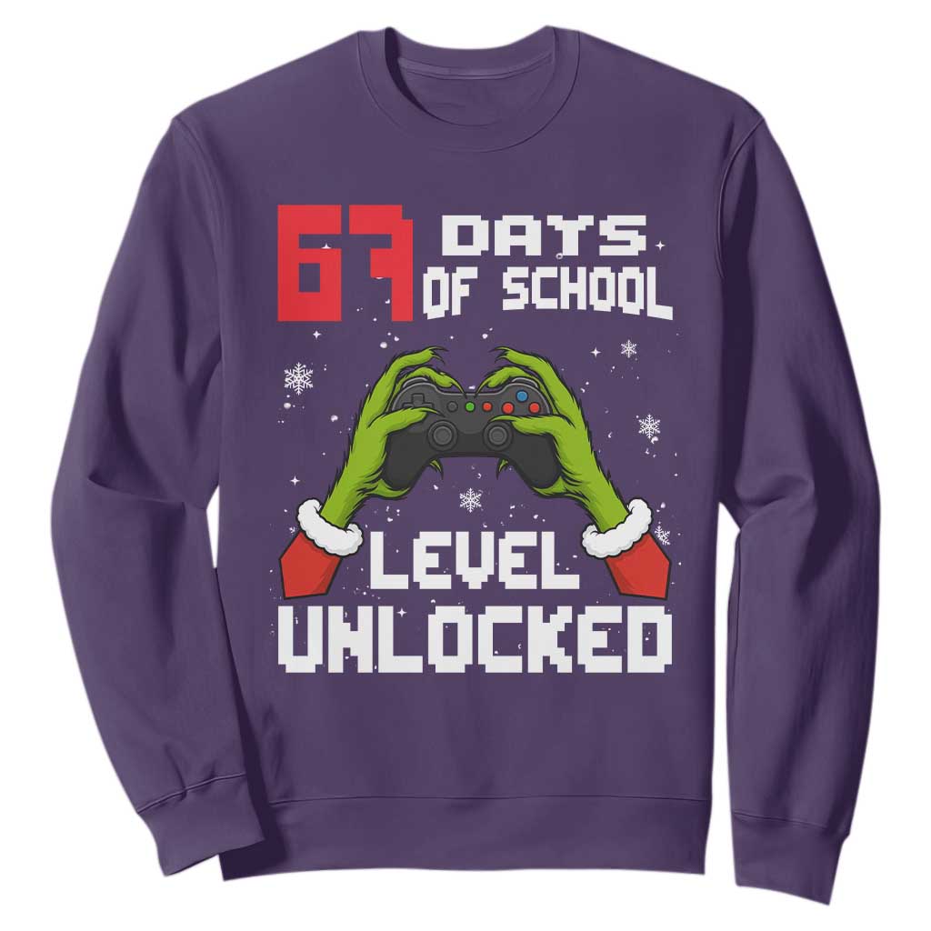 67 Six Seven Christmas Meme Sweatshirt Funny Elf Hand Video Game Xmas TS14 Purple Print Your Wear