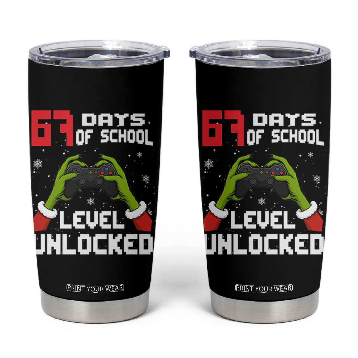 67 Six Seven Christmas Meme Tumbler Cup Funny Elf Hand Video Game Xmas TS14 Black Print Your Wear