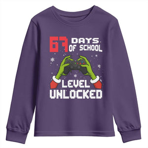 67 Six Seven Christmas Meme Youth Sweatshirt Funny Elf Hand Video Game Xmas TS14 Purple Print Your Wear