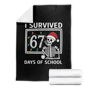 I Survived 67 Days Of School Skeleton Throw Blanket Funny Christmas Six Seven Meme TS14 Black Print Your Wear