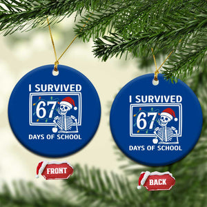 I Survived 67 Days Of School Skeleton Ceramic Ornament Funny Christmas Six Seven Meme TS14 1pc Blue Print Your Wear