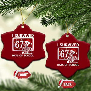 I Survived 67 Days Of School Skeleton Ceramic Ornament Funny Christmas Six Seven Meme TS14 Print Your Wear