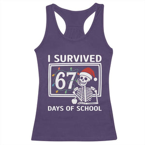 I Survived 67 Days Of School Skeleton Racerback Tank Top Funny Christmas Six Seven Meme TS14 Purple Print Your Wear