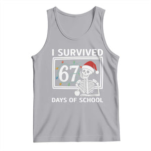 I Survived 67 Days Of School Skeleton Tank Top Funny Christmas Six Seven Meme TS14 Athletic Heather Print Your Wear