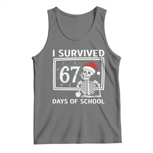 I Survived 67 Days Of School Skeleton Tank Top Funny Christmas Six Seven Meme TS14 Black Heather Print Your Wear