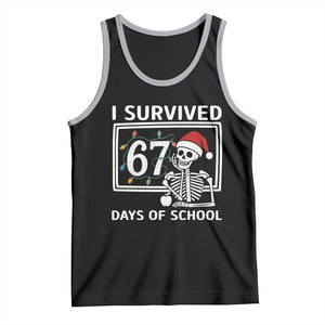 I Survived 67 Days Of School Skeleton Tank Top Funny Christmas Six Seven Meme TS14 Black Athletic Heather Print Your Wear