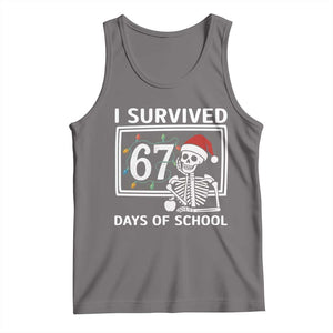 I Survived 67 Days Of School Skeleton Tank Top Funny Christmas Six Seven Meme TS14 Deep Heather Print Your Wear