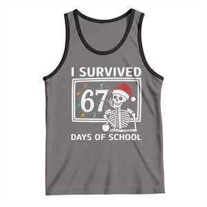 I Survived 67 Days Of School Skeleton Tank Top Funny Christmas Six Seven Meme TS14 Deep Heather Black Print Your Wear