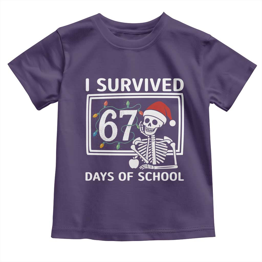 I Survived 67 Days Of School Skeleton Toddler T Shirt Funny Christmas Six Seven Meme TS14 Purple Print Your Wear