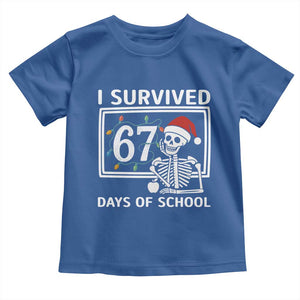 I Survived 67 Days Of School Skeleton Toddler T Shirt Funny Christmas Six Seven Meme TS14 Royal Blue Print Your Wear