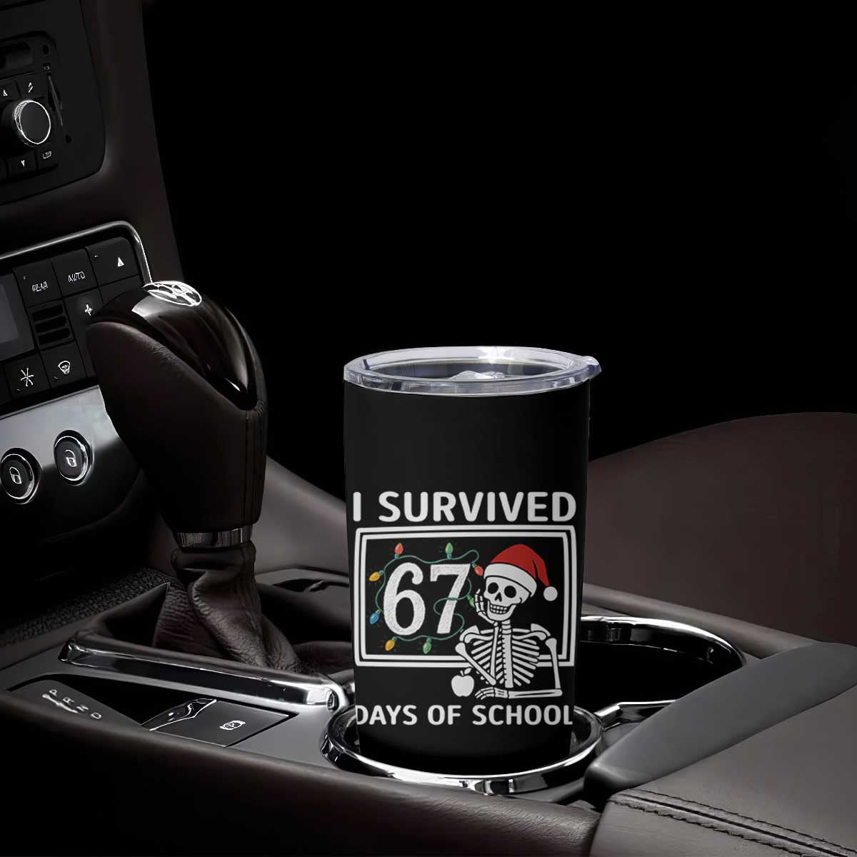 I Survived 67 Days Of School Skeleton Tumbler Cup Funny Christmas Six Seven Meme - Print Your Wear
