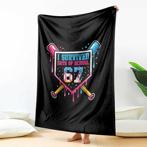 I Survived 67 Days Of School Baseball Ice Cream Throw Blanket Funny Christmas Six Seven Meme TS14 Print Your Wear