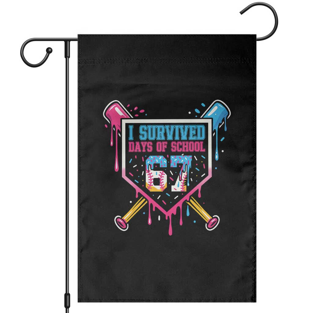 I Survived 67 Days Of School Baseball Ice Cream Garden Flag Funny Christmas Six Seven Meme TS14 Black Print Your Wear