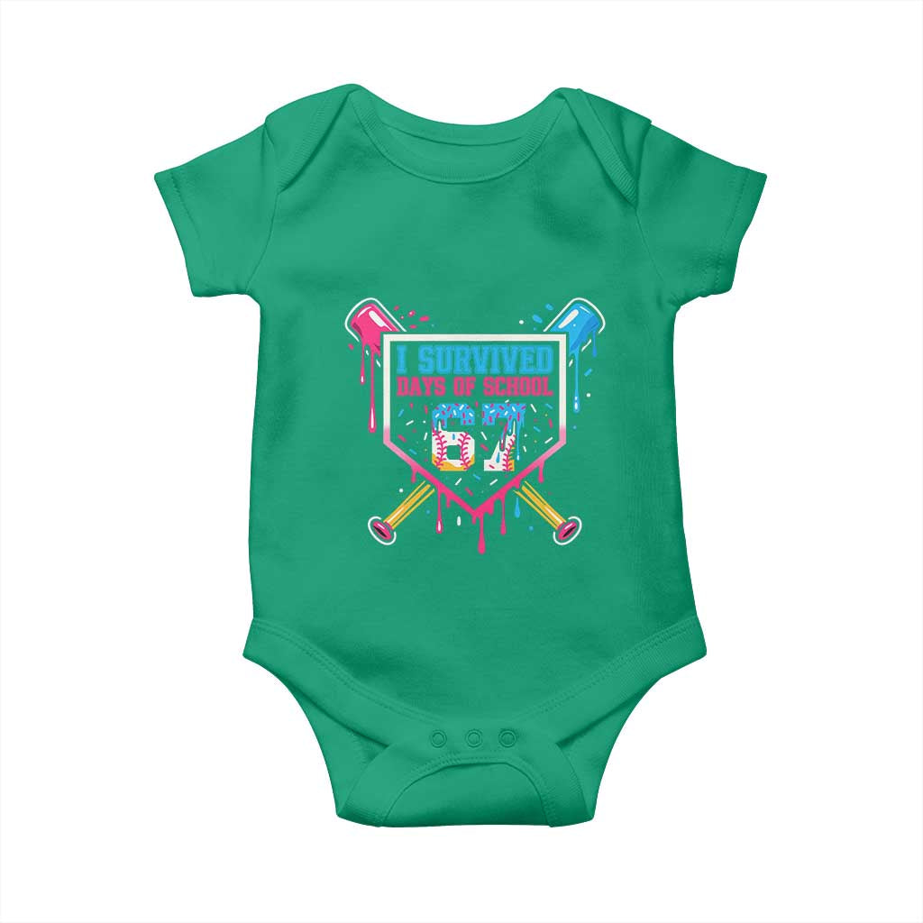 I Survived 67 Days Of School Baseball Ice Cream Baby Onesie Funny Christmas Six Seven Meme TS14 Irish Green Print Your Wear