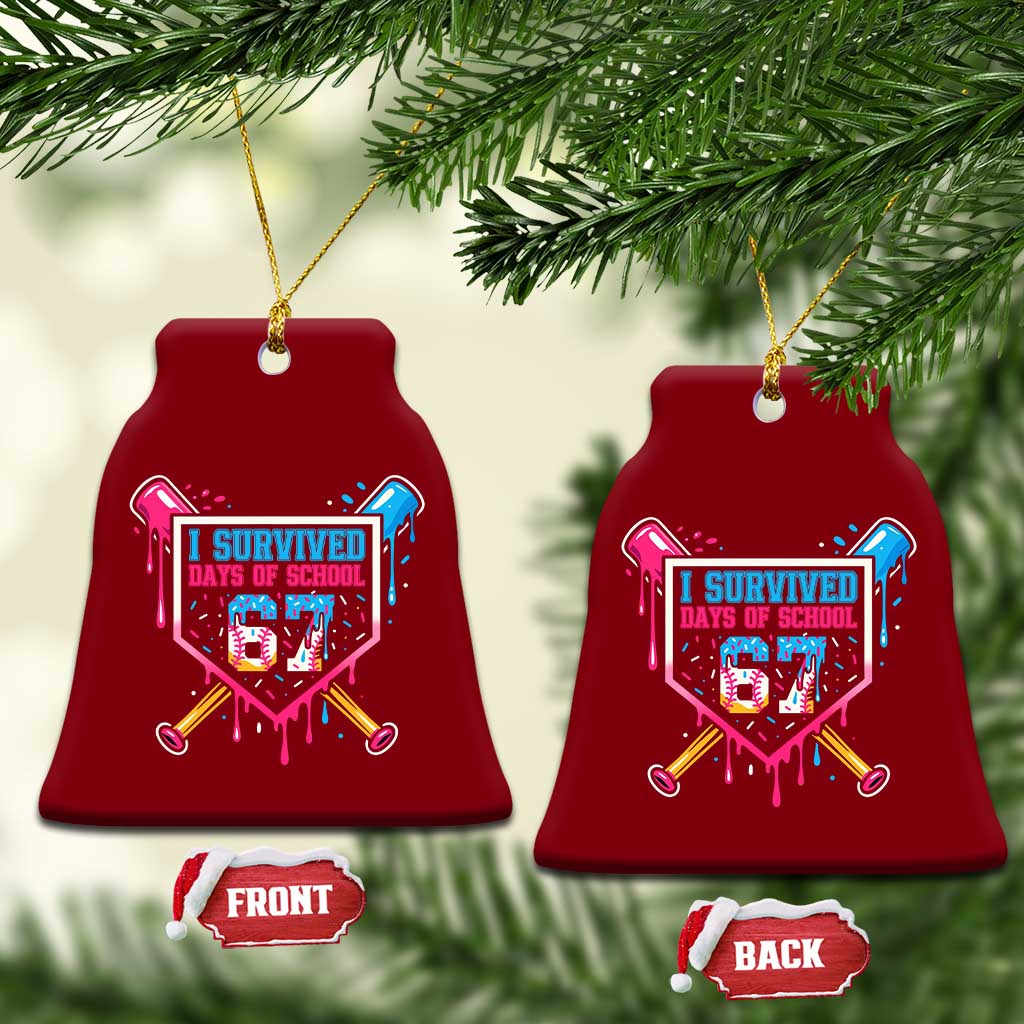I Survived 67 Days Of School Baseball Ice Cream Ceramic Ornament Funny Christmas Six Seven Meme TS14 Print Your Wear